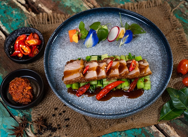 Crispy Pork Belly with Kale