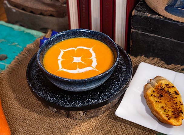 Carrot Cream Soup with Bread