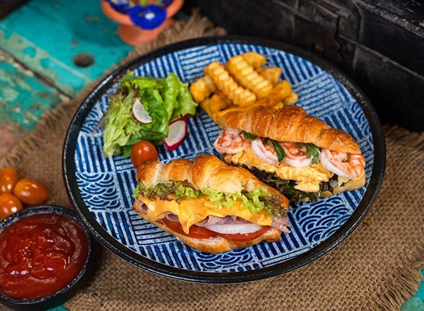 Mini Croissant with French Fries and Side Salad