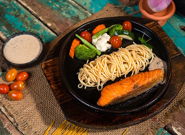 Salmon Filet with Spaghetti