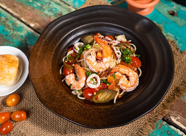 Seafood Spaghetti with Jalapeno